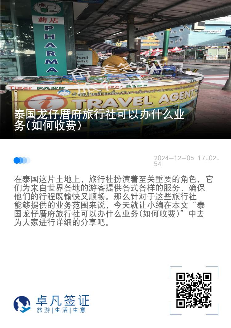 泰国龙仔厝府旅行社可以办什么业务(如何收费)